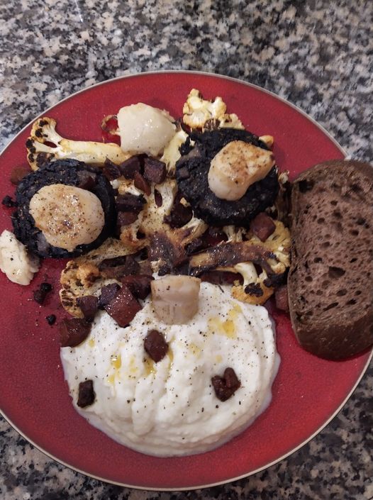 Recipe ideas from Barney Market - Scallops with Black Pudding and Cauliflower